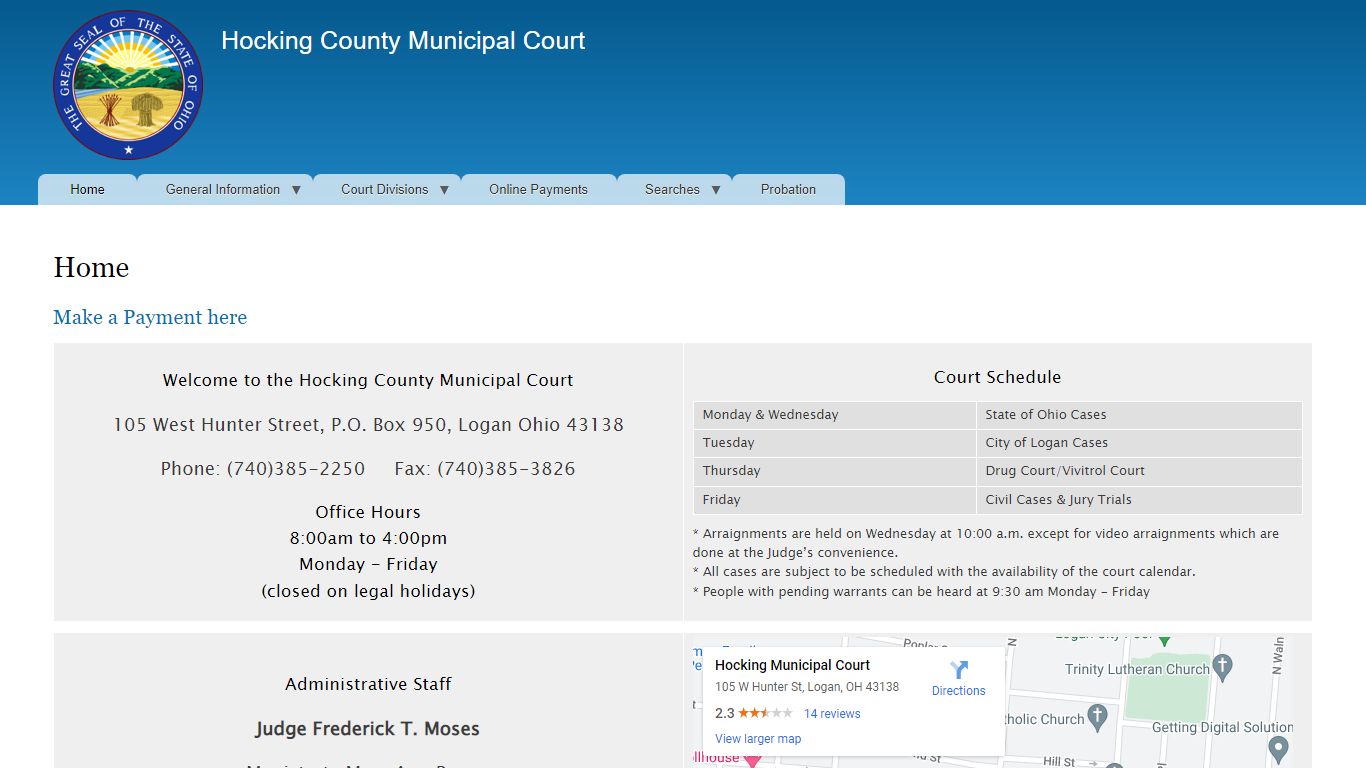 Home‏‏‎ | Hocking County Municipal Court